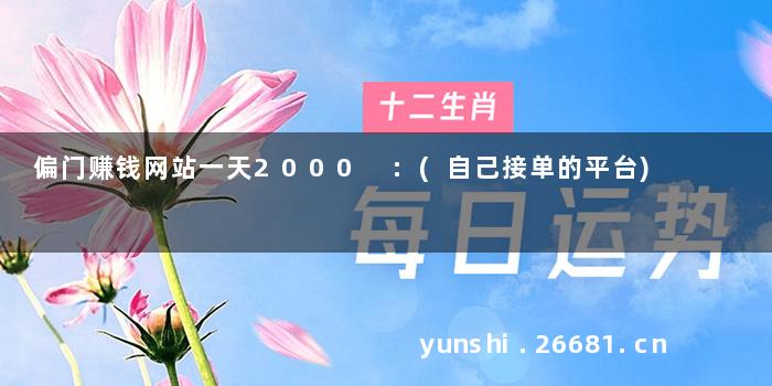 偏门赚钱网站一天2000 :(自己接单的平台)